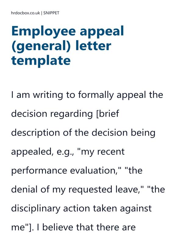 Employee appeal (general) letter template preview