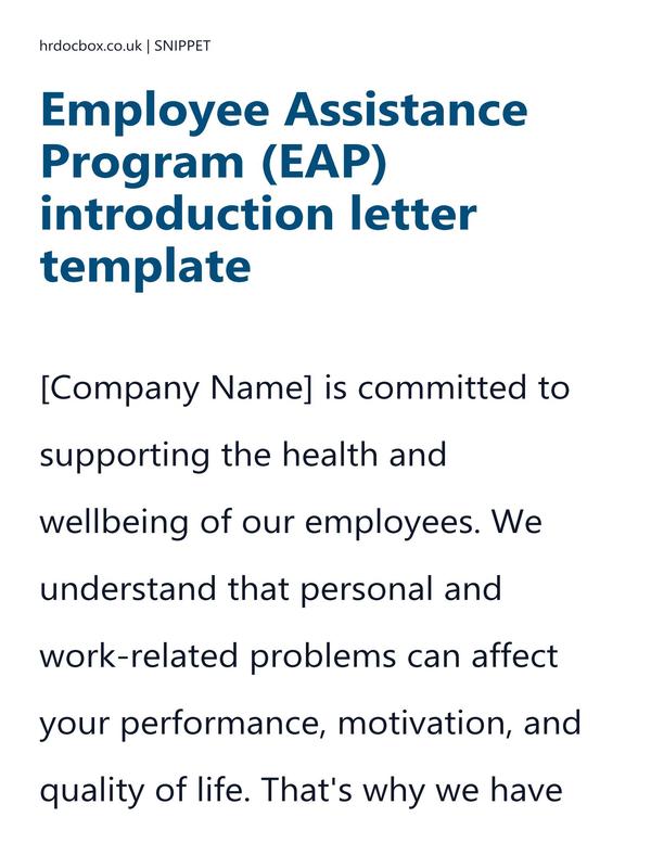 Employee Assistance Program (EAP) introduction letter template preview