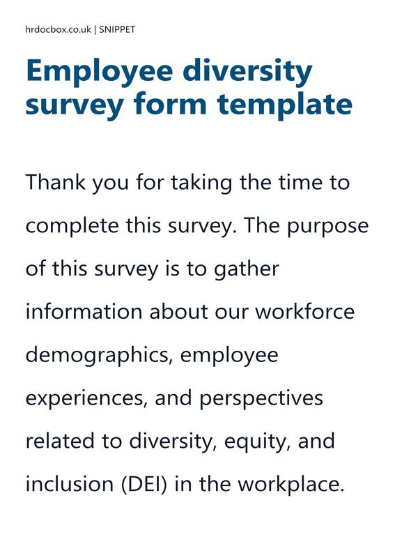 Employee diversity survey form template preview