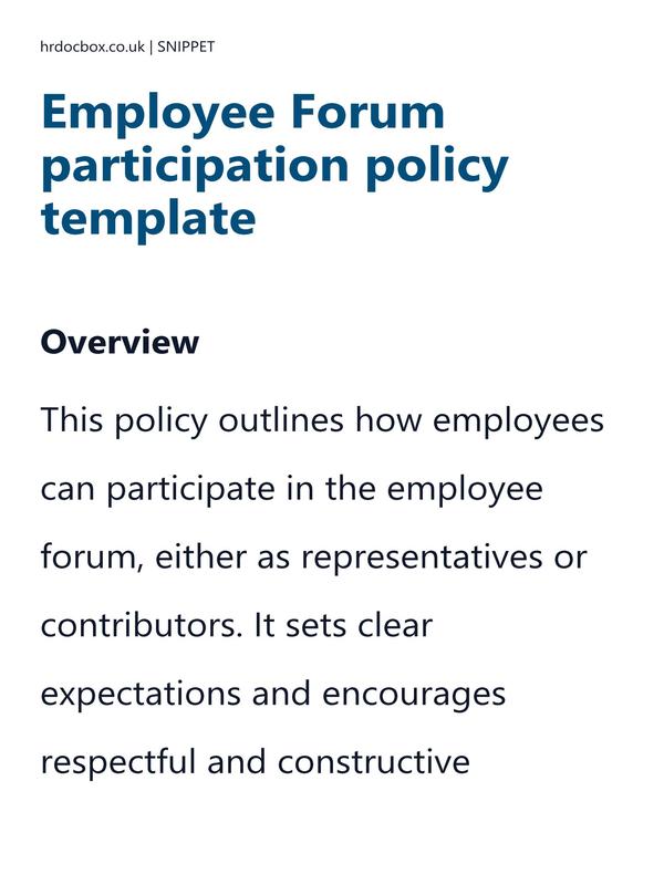 Employee Forum participation policy template preview
