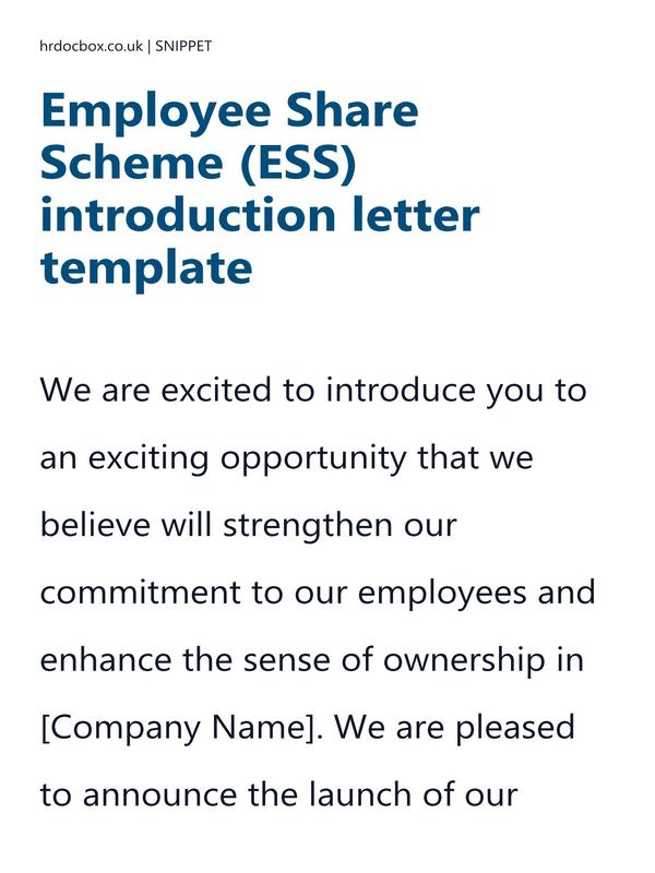 Employee Share Scheme (ESS) introduction letter template preview