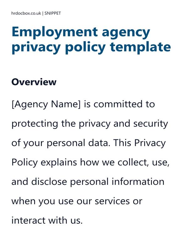 Employment agency privacy policy template preview