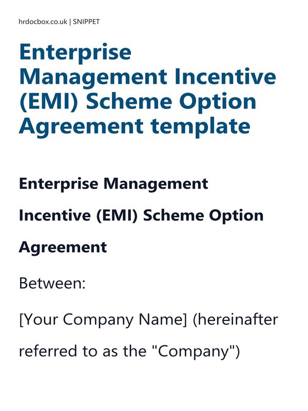 Enterprise Management Incentive (EMI) Scheme Option Agreement template preview
