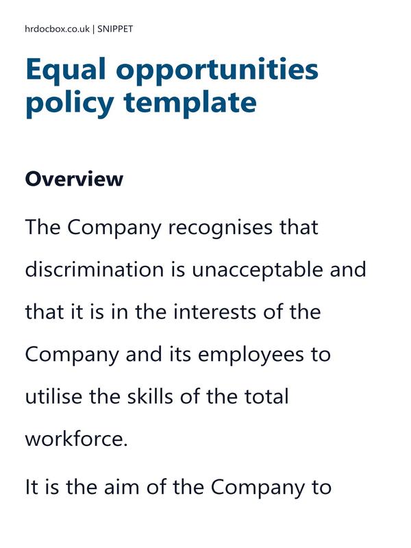 Equal opportunities policy template preview