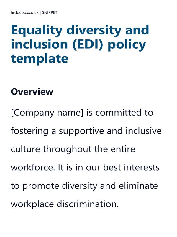 Equality diversity and inclusion (EDI) policy template preview
