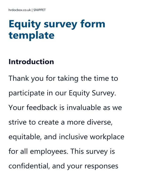 Equity survey form template preview