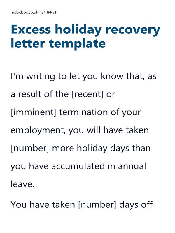 Excess holiday recovery letter template preview