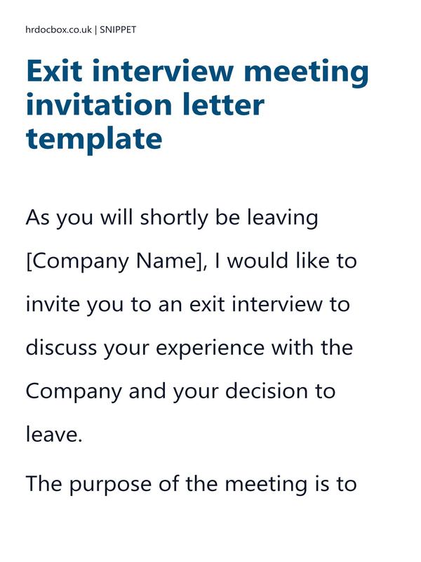Exit interview meeting invitation letter template preview