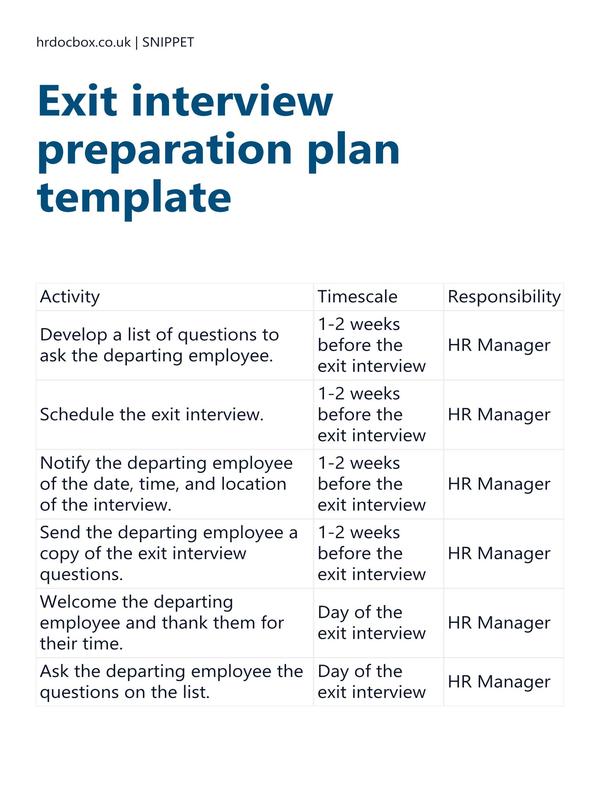 Exit interview preparation plan template preview