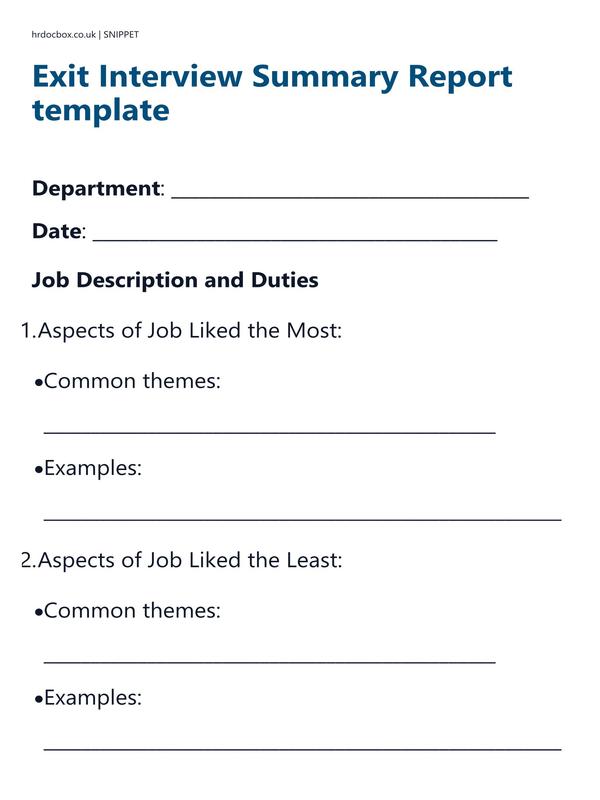 Exit Interview Summary Report template preview