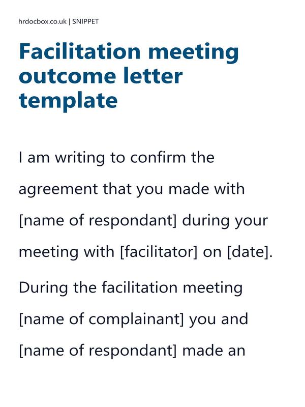 Facilitation meeting outcome letter template preview