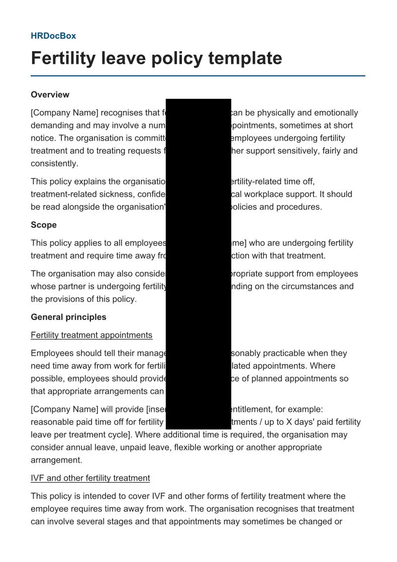 Fertility leave policy template preview