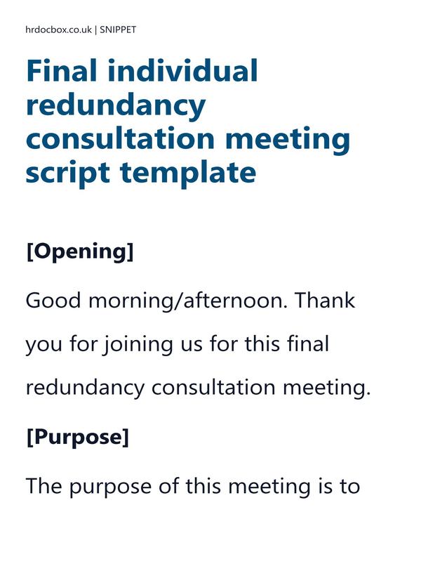 Final individual redundancy consultation meeting script template preview