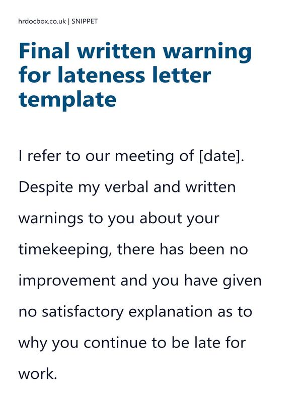 Final written warning for lateness letter template preview