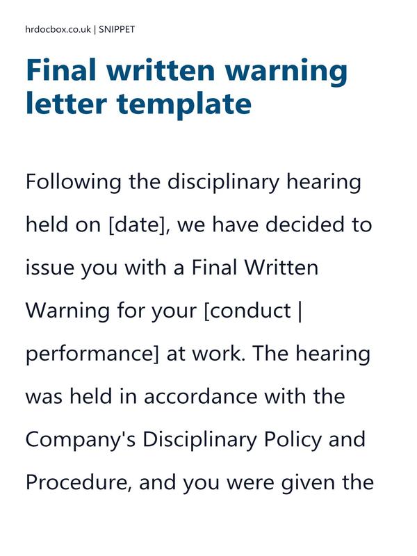 Final written warning letter template preview