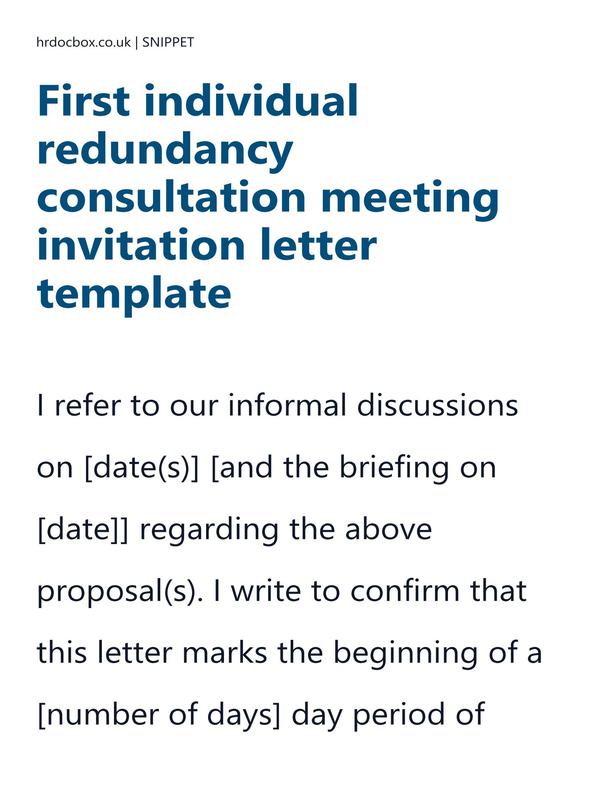 First individual redundancy consultation meeting invitation letter template preview