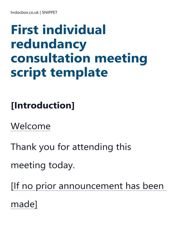 First individual redundancy consultation meeting script template preview