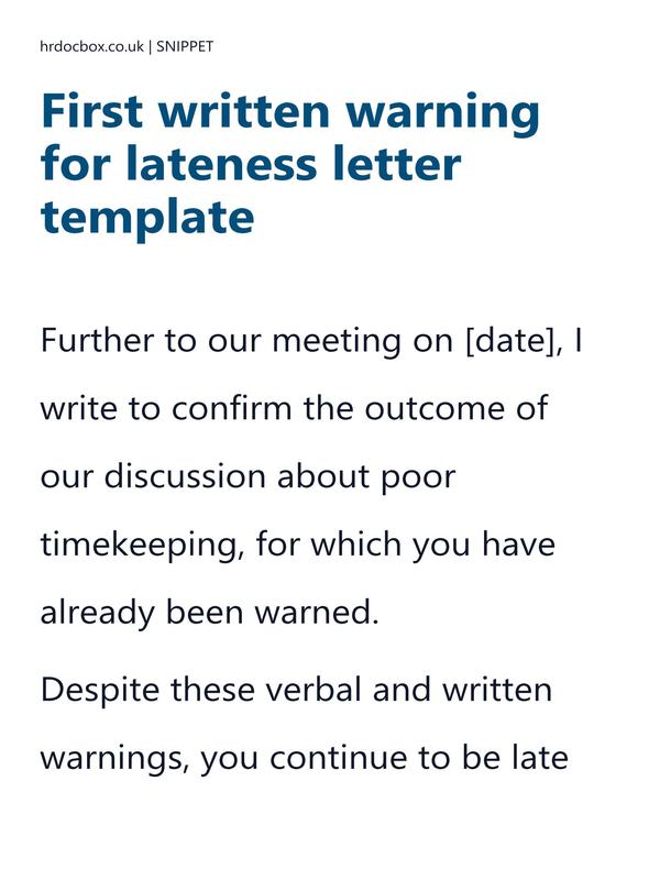 First written warning for lateness letter template preview