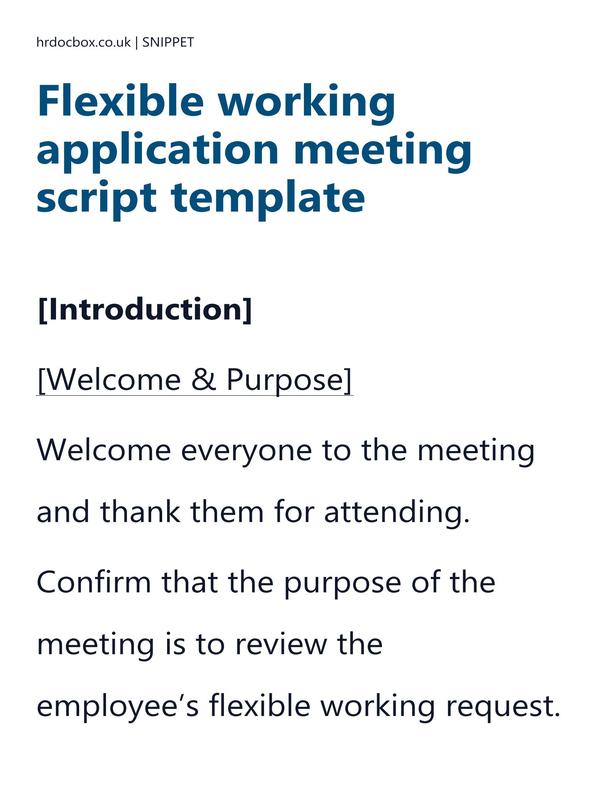 Flexible working application meeting script template preview