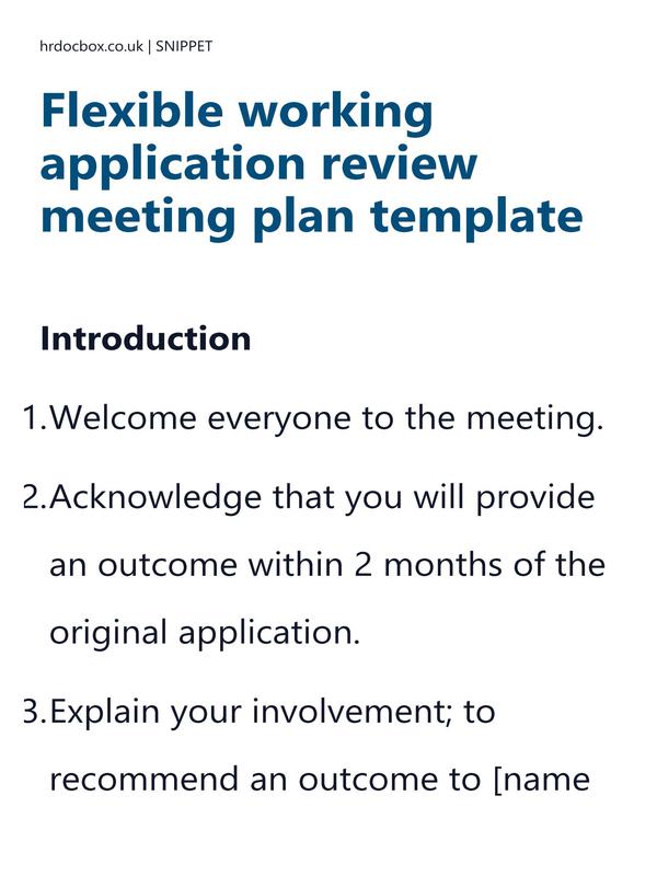 Flexible working application review meeting plan template preview