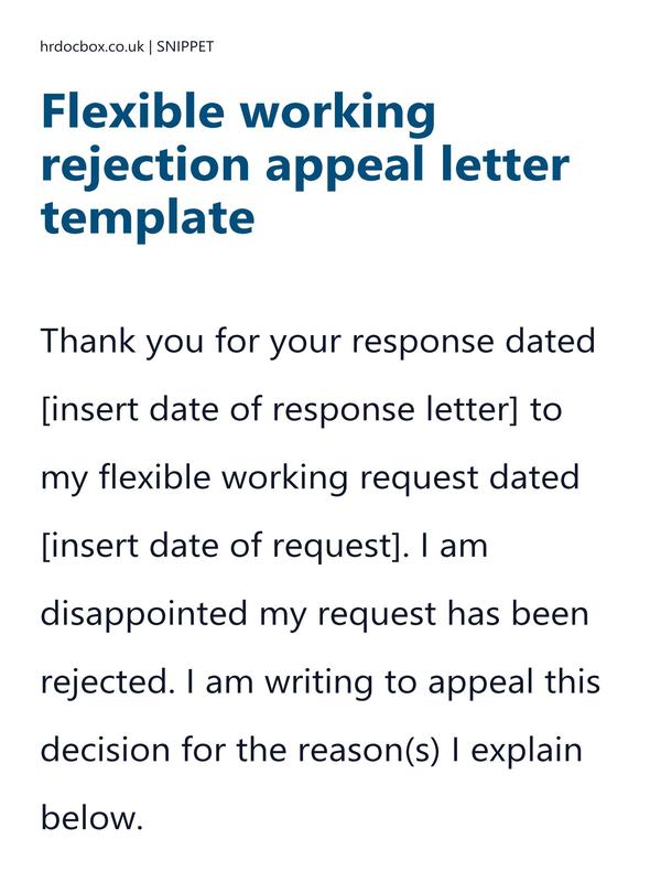 Flexible working rejection appeal letter template preview