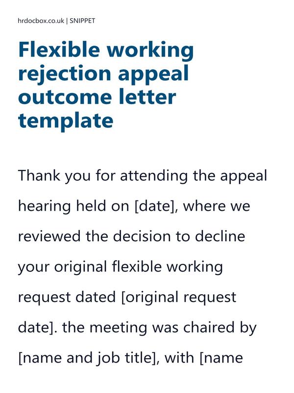 Flexible working rejection appeal outcome letter template preview