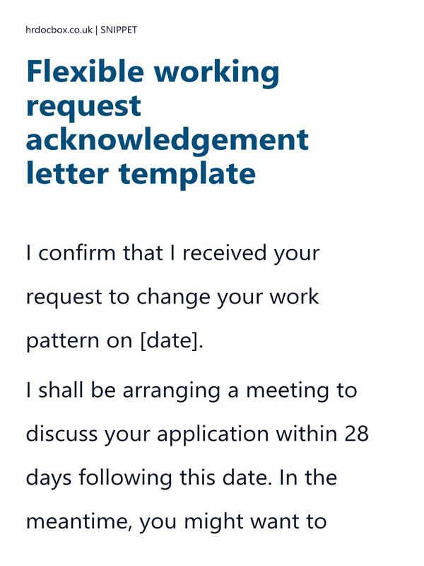 Flexible working request acknowledgement letter template preview