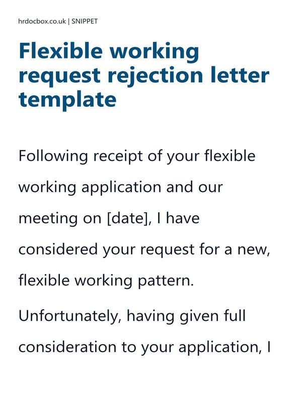 Flexible working request rejection letter template preview