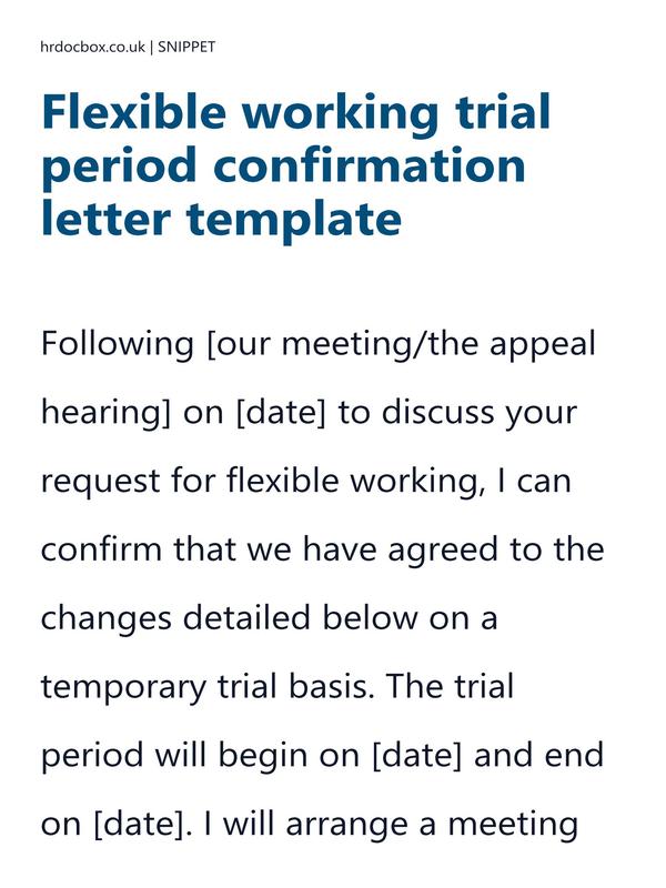 Flexible working trial period confirmation letter template preview