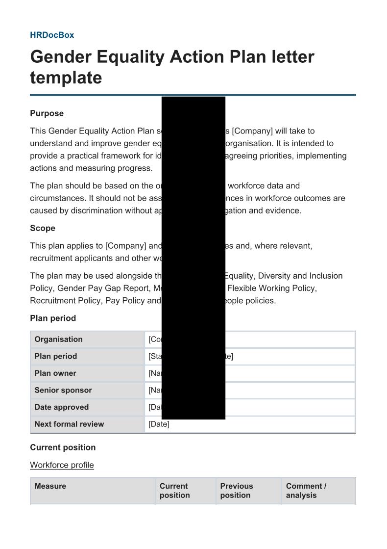 Gender Equality Action Plan template preview