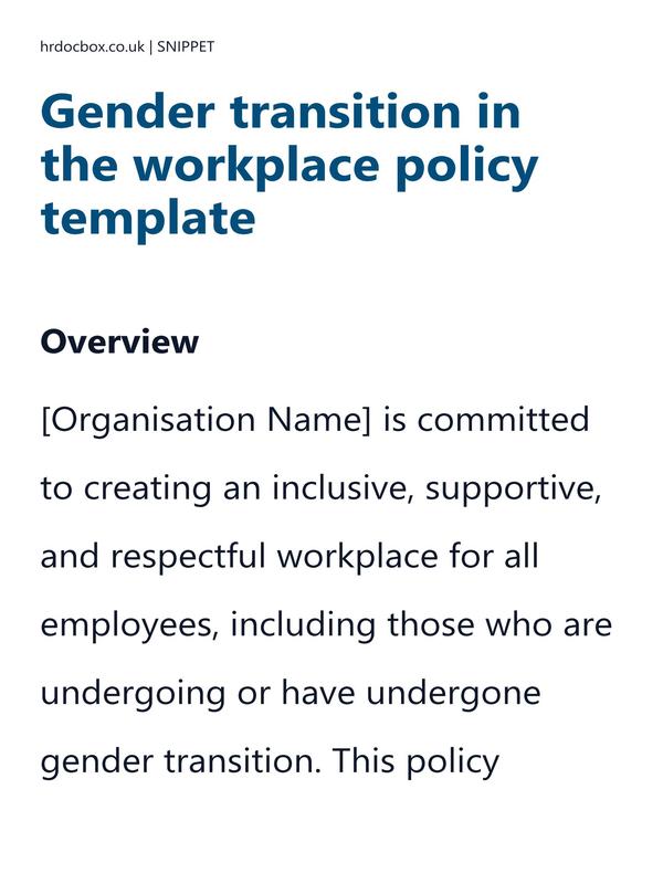 Gender transition in the workplace policy template preview