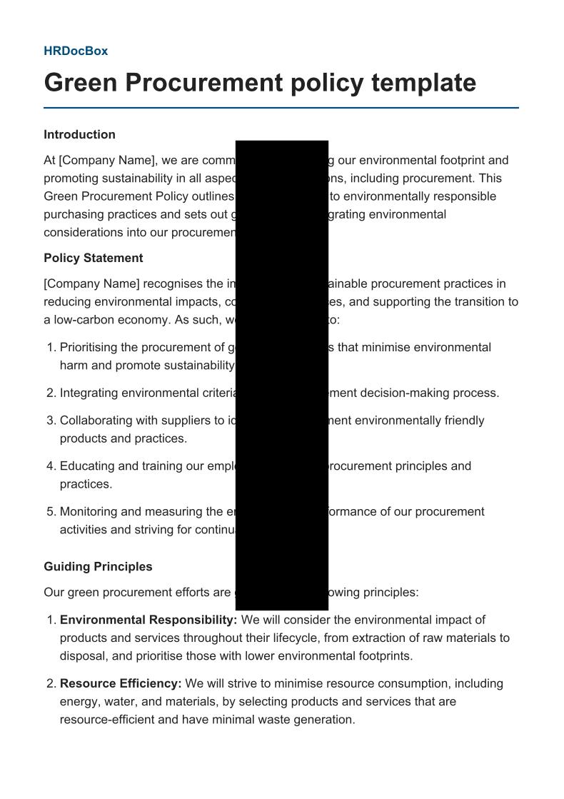 Green Procurement policy template preview
