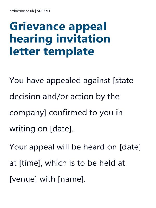 Grievance appeal hearing invitation letter template preview