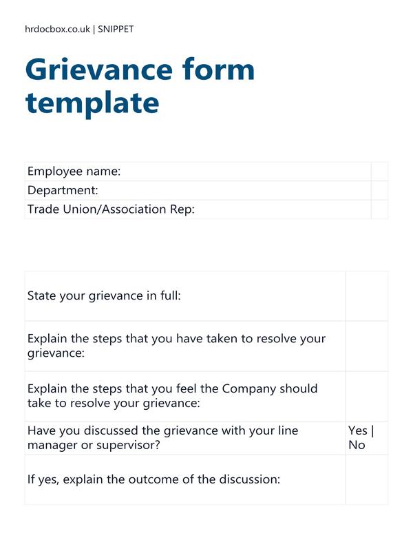 Grievance form template preview