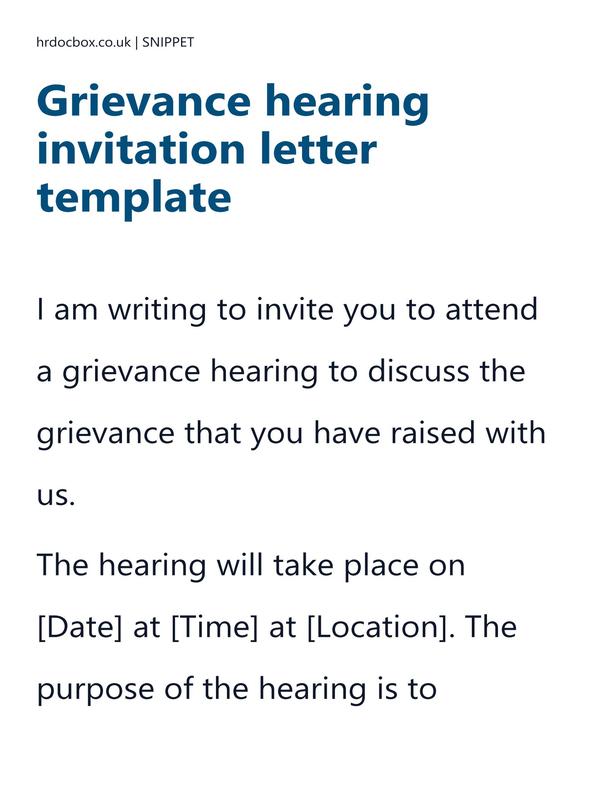 Grievance hearing invitation letter template preview