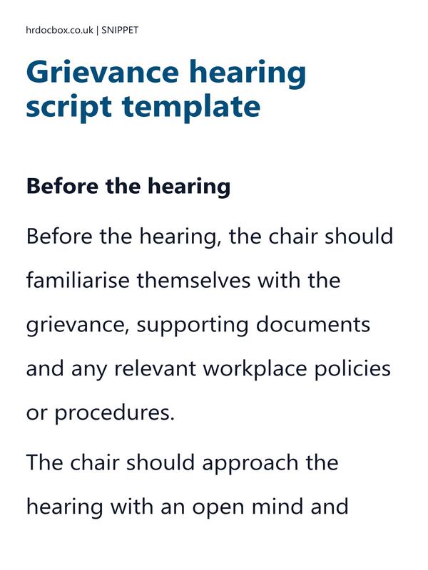 Grievance hearing script template preview