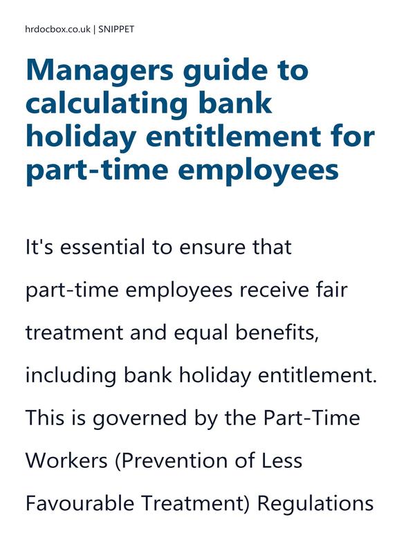 Managers guide to calculating bank holiday entitlement for part-time employees preview