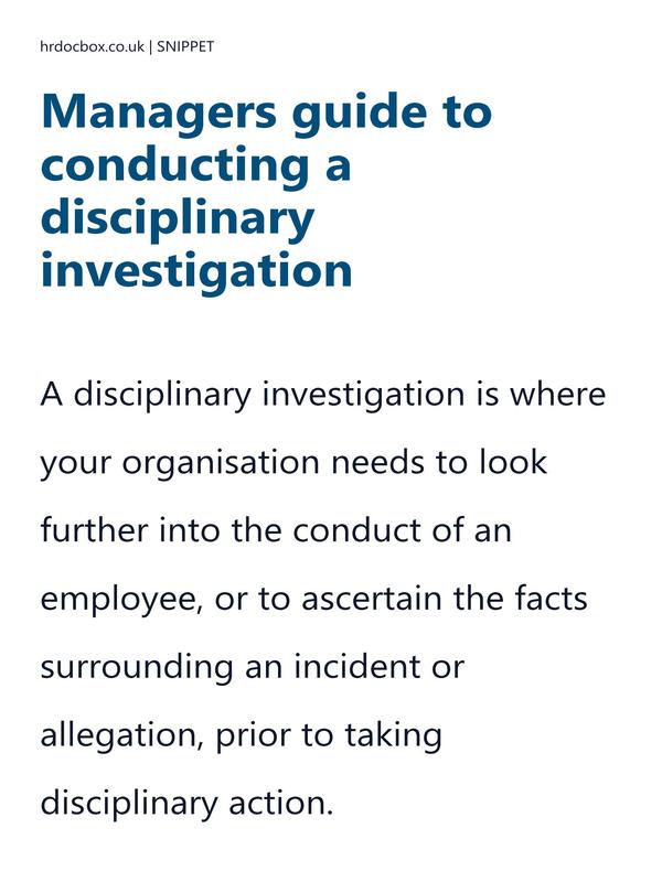Managers guide to conducting a disciplinary investigation preview