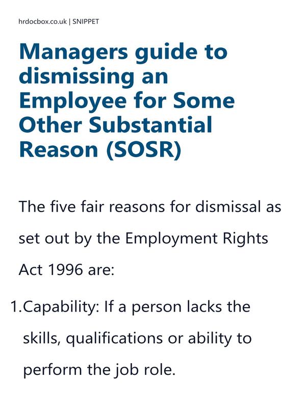 Managers guide to dismissing an Employee for Some Other Substantial Reason (SOSR) preview