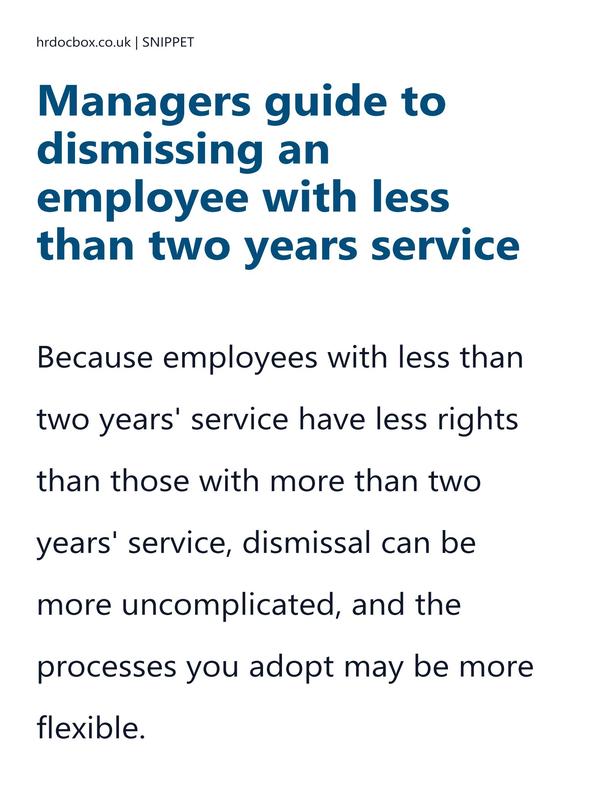 Managers guide to dismissing an employee with less than two years service preview