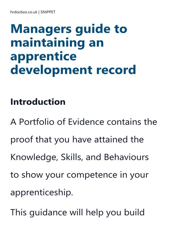 Managers guide to maintaining an apprentice development record preview