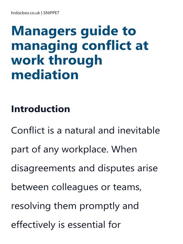 Managers guide to managing conflict at work through mediation preview