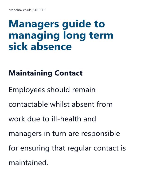 Managers guide to managing long term sick absence preview