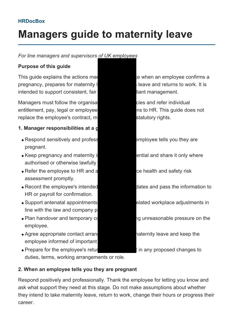 Managers guide to maternity leave preview