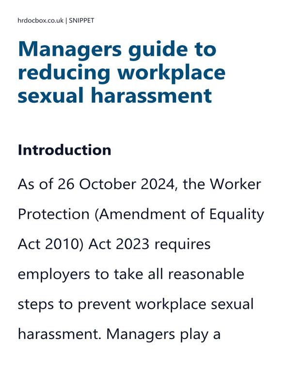Managers guide to reducing workplace sexual harassment preview