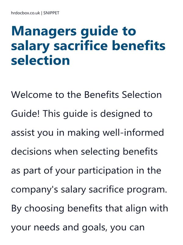 Managers guide to salary sacrifice benefits selection preview