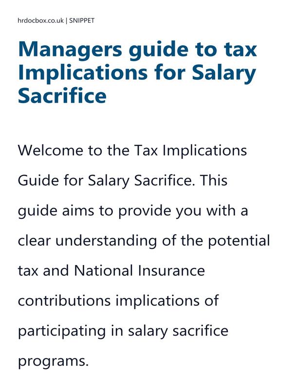 Managers guide to tax Implications for Salary Sacrifice preview