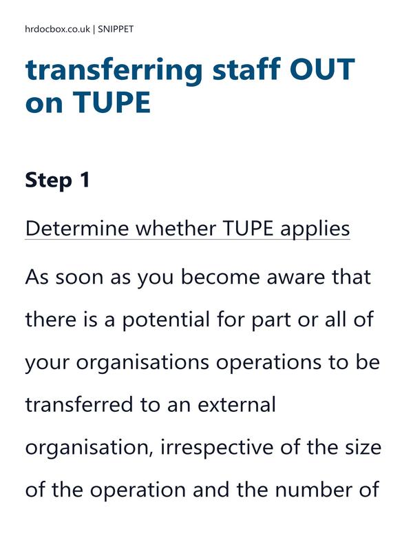 Managers guide to transferring staff OUT on TUPE preview