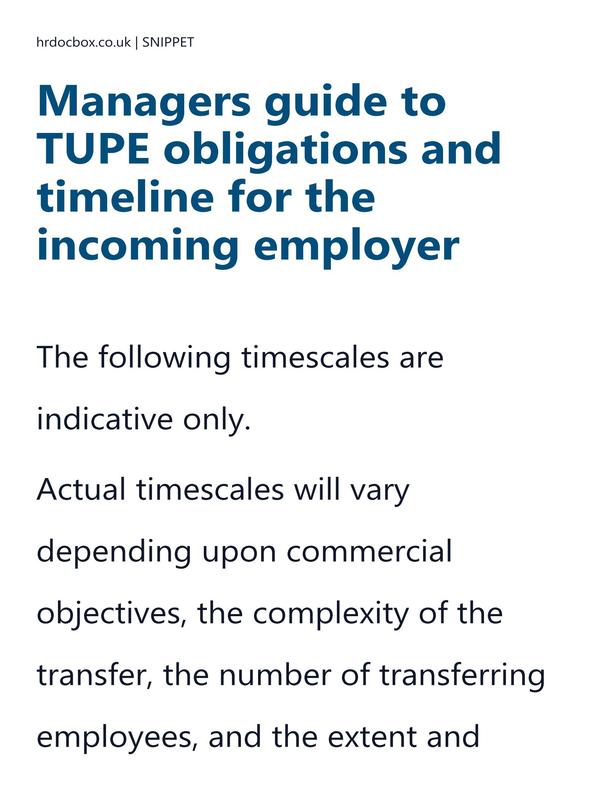 Managers guide to TUPE obligations and timeline for the incoming employer preview