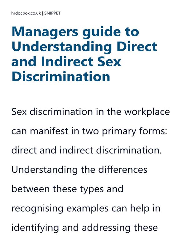 Managers guide to Understanding Direct and Indirect Sex Discrimination preview